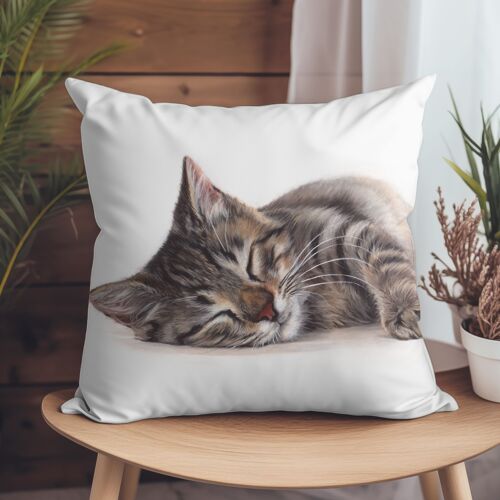 Vegan-Suede Cushion - Sleeping Cat