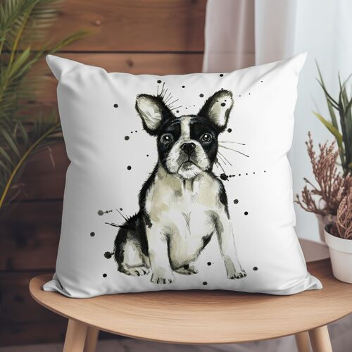 Vegan-Suede Cushion - Splatter French Bulldog