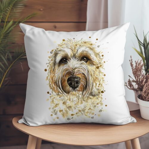 Vegan-Suede Cushion - Splatter Labradoodle