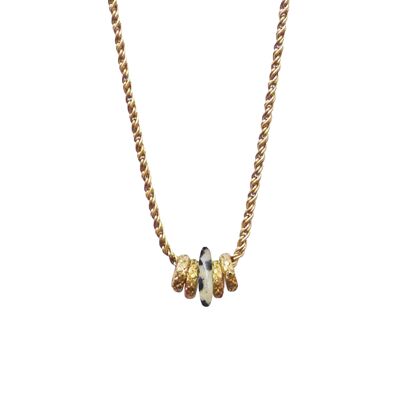 Halskette mit Leoparden-Dalmatiner-Jaspis-Stein – Boho