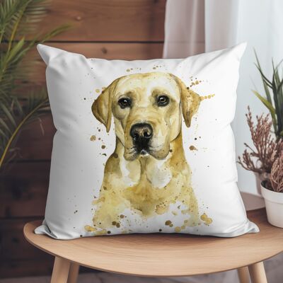 Vegan-Suede Cushion - Splatter Lola Labrador