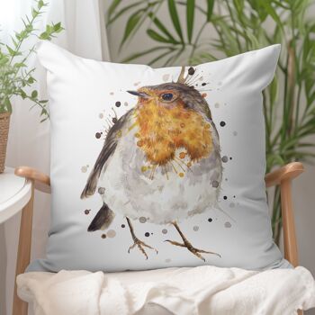 Coussin en suède végétalien - Splatter Robin 2