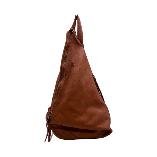 SAC A DOS CUIR WASHED  EMILIE COGNAC