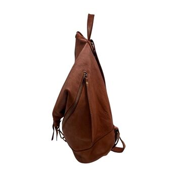 SAC A DOS CUIR WASHED  EMILIE COGNAC 3