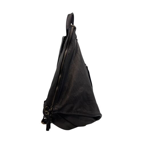 SAC A DOS CUIR WASHED  EMILIE NOIR