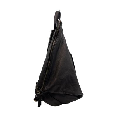 EMILIE BLACK WASHED LEATHER BACKPACK