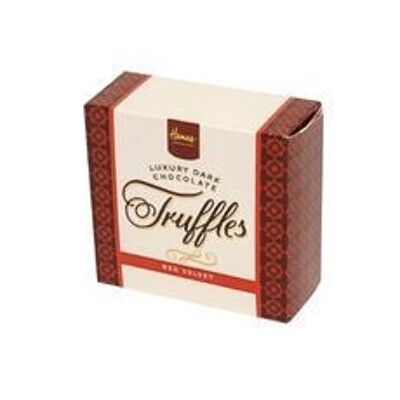Caja de lujo de 4 trufas de terciopelo rojo con chocolate con leche