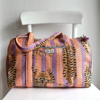 sac en coton fait main "Poppy Tiger - Peach Fusion" 7