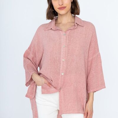 Chemise boutons sur les côtés en 50%Lin 50%Coton REF.9716