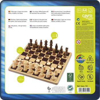 Boîte en métal Échecs et Dames en Bois - Jeu d'Observation et de Logique 2