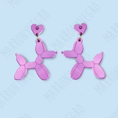 Pendientes Metacrilato Perrito Globo Rosa