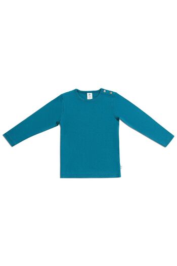 2060DB | Chemise basique manches longues enfant - Bleu Danube 2