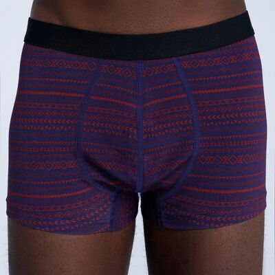 2121-084 | Boxer Homme - Rouge Tibétain/Marine Géométrique