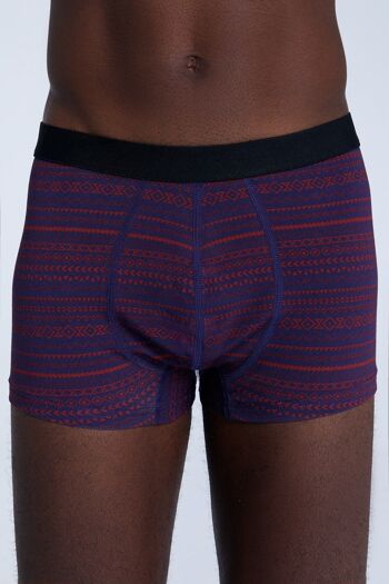 2121-084 | Boxer Homme - Rouge Tibétain/Marine Géométrique 1