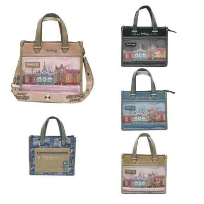 Borsa Shopper Sweet Candy con manici corti e tasca posteriore