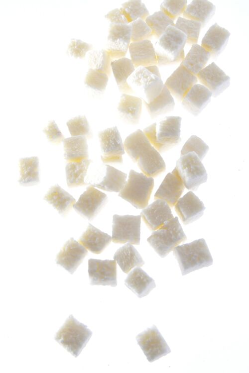 VRAC: Coco cubes 10/10 mm tendres (peu sucré) - seau de 2 kg