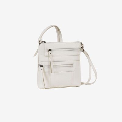 SMALL CROSSBODY BAG FOR WOMEN, WHITE COLOR, EMERALD MINIBAGS SERIES. 20X21X05CM
