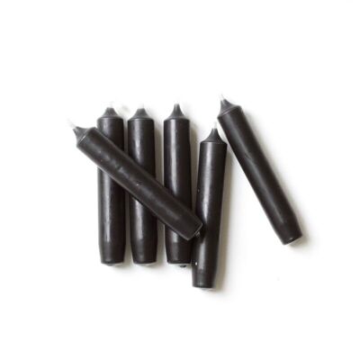Black Rustik Lys set of 6 pieces small dinner candles