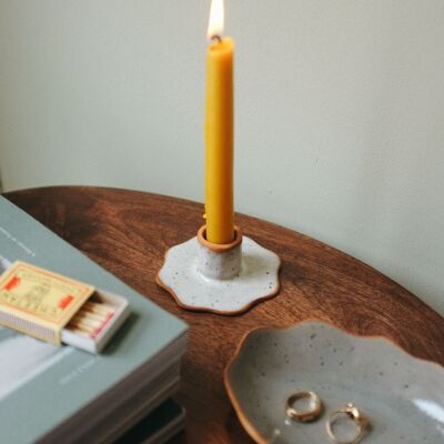 Ceramic flower-shaped candle holders