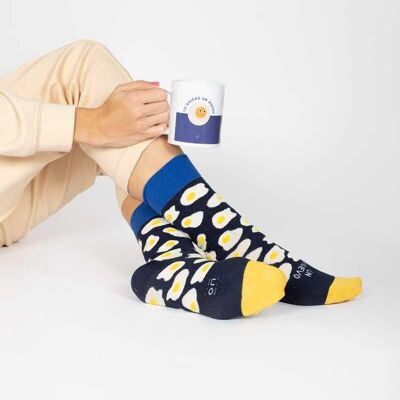 Becher + Socken-Set „Ich liebe dich, ein Ei“