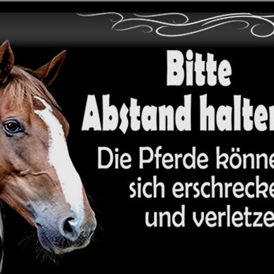 Blechschild Spruch 30x20cm bitte Abstand halten Pferde