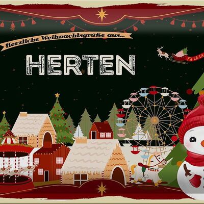 Tin sign Christmas greetings from HERTEN 30x20cm
