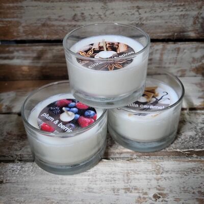 White nature wax scented candles - mix of three scents