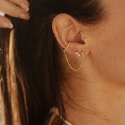 Spike Blue Gold Earring