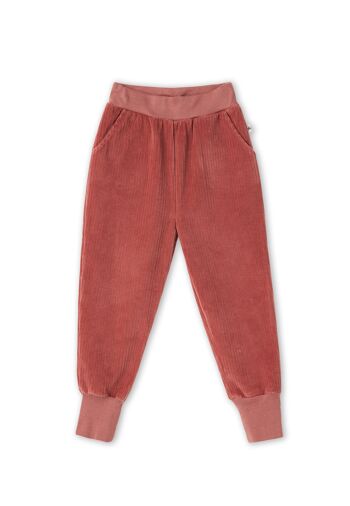 2172 WR | Pantalon enfant en velours côtelé à ceinture fine - mauve foncé 1