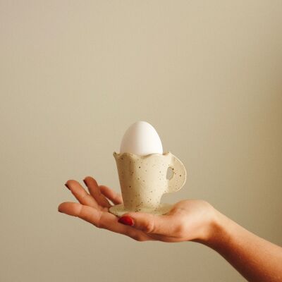 Handmade ceramic egg cups for brunch