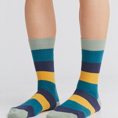 2312 | Socks - Frost Green-Petrol-Indigo-Mustard Yellow (Pack of 6)