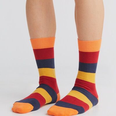 2313 | Socks - Orange-Cherry-Indigo-Mustard Yellow (Pack of 6)