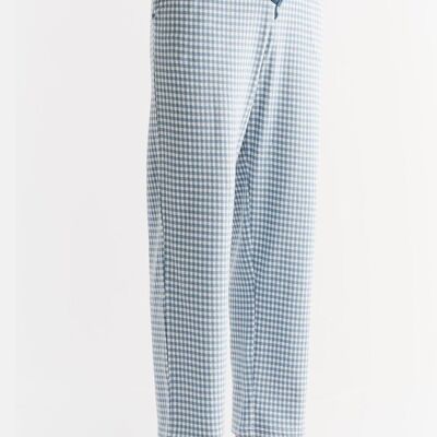 2455-02 | Men's homewear trousers checked - denim blue-natural