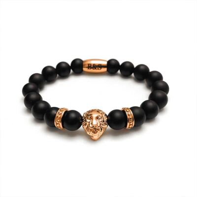 Rose Gold Lion & Black Stones Bracelet