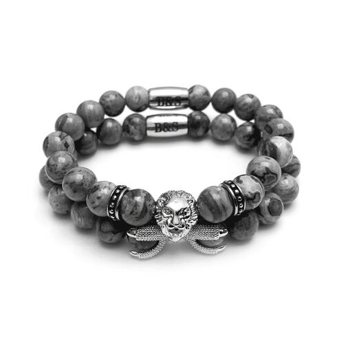 White Gold Lion & Grey Stones Set