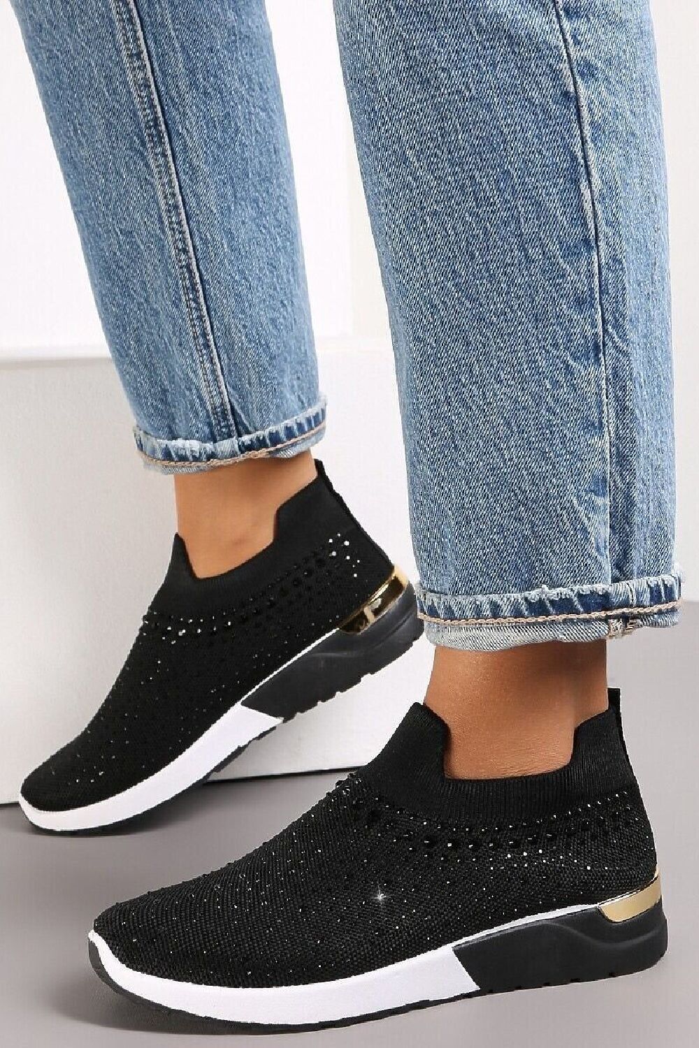 Black diamante trainers on sale