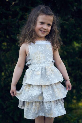 Tablier pour enfants à motif d'hiver avec imprimé flocon de neige, mélange Coton-Poly | ThéLurex Oro 5