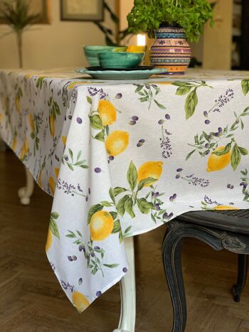 Nappe Rectangulaire, Mélange Poly-Coton, Imprimée | Citron & Olives 2