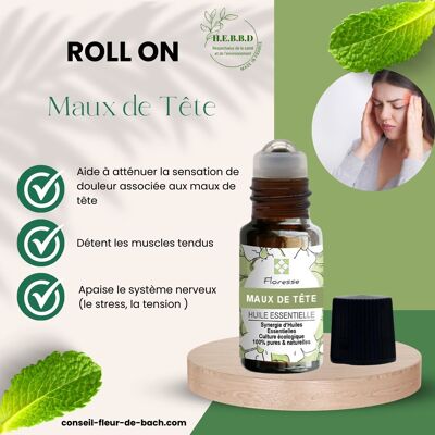 MAL DI TESTA - Miscela di Oli Essenziali Mal di Testa - Roll-on - 10 ML