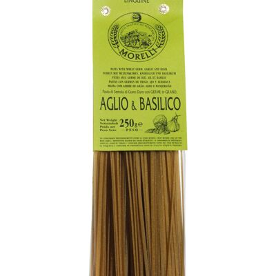 Pâtes artisanales Linguine à l'ail et au basilic g.250 italien