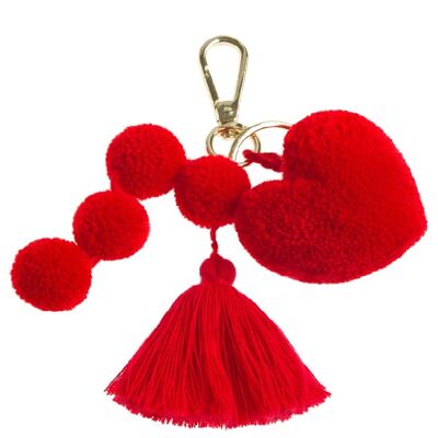 PORTACHIAVI POM POM CUORE E NAPPINE ROSSO