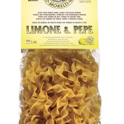 Pasta artesanal Pappardelline limón y pimienta g.250