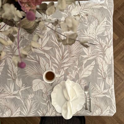 Rectangular Tablecloth, 100% cotton, printed | Tropic Grey