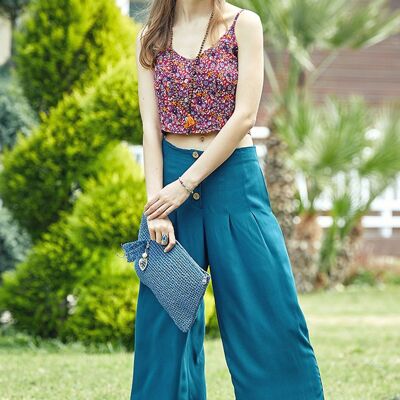 Pleated Culottes for Women Dark Blue