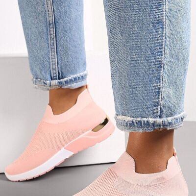 PINK SLIP ON GOLD CLIP HEEL DETAIL TRAINERS SHOES