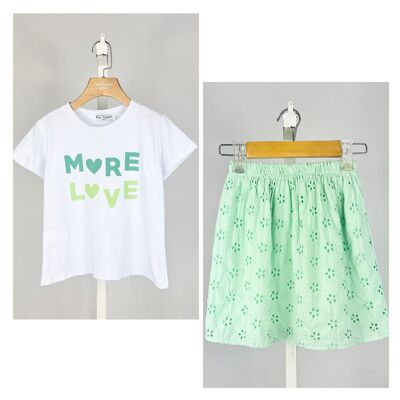 Girls' cotton t-shirt and skirt set
