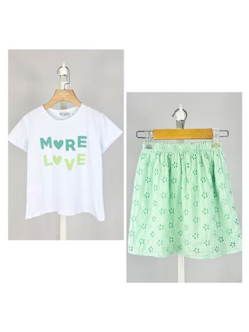 Ensemble t-shirt et jupe en coton pour fille 1