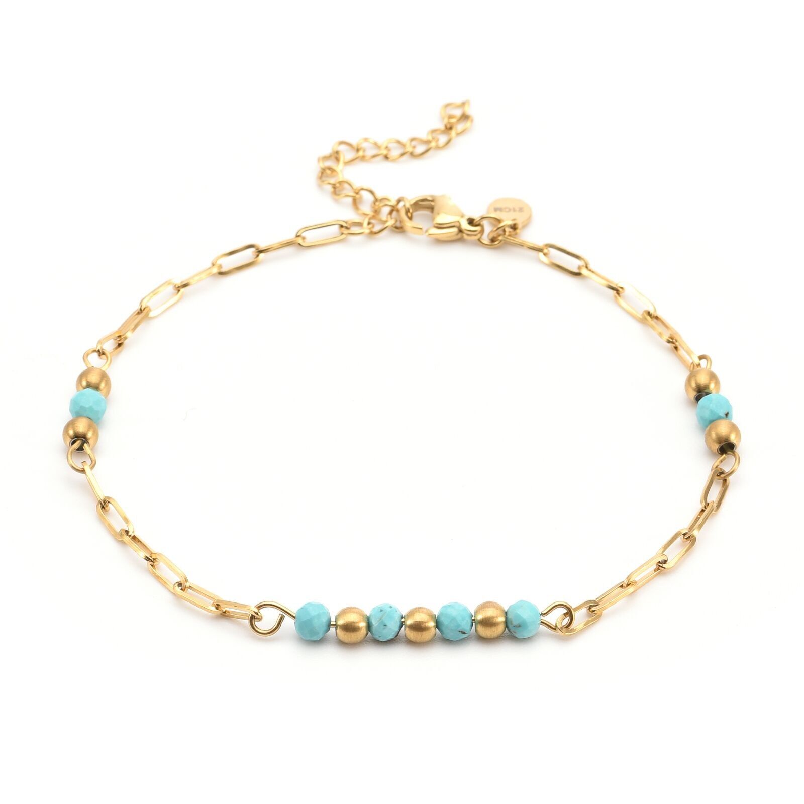 Cavigliera con catena in oro e turchese