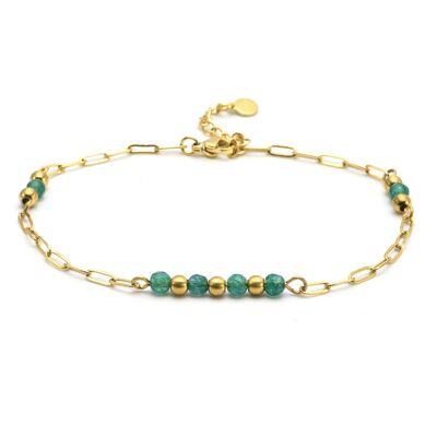 Gold chain anklet and green onyx