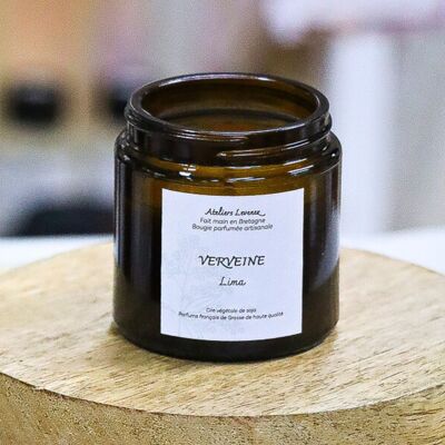 Verbena scented candle in apothecary jar